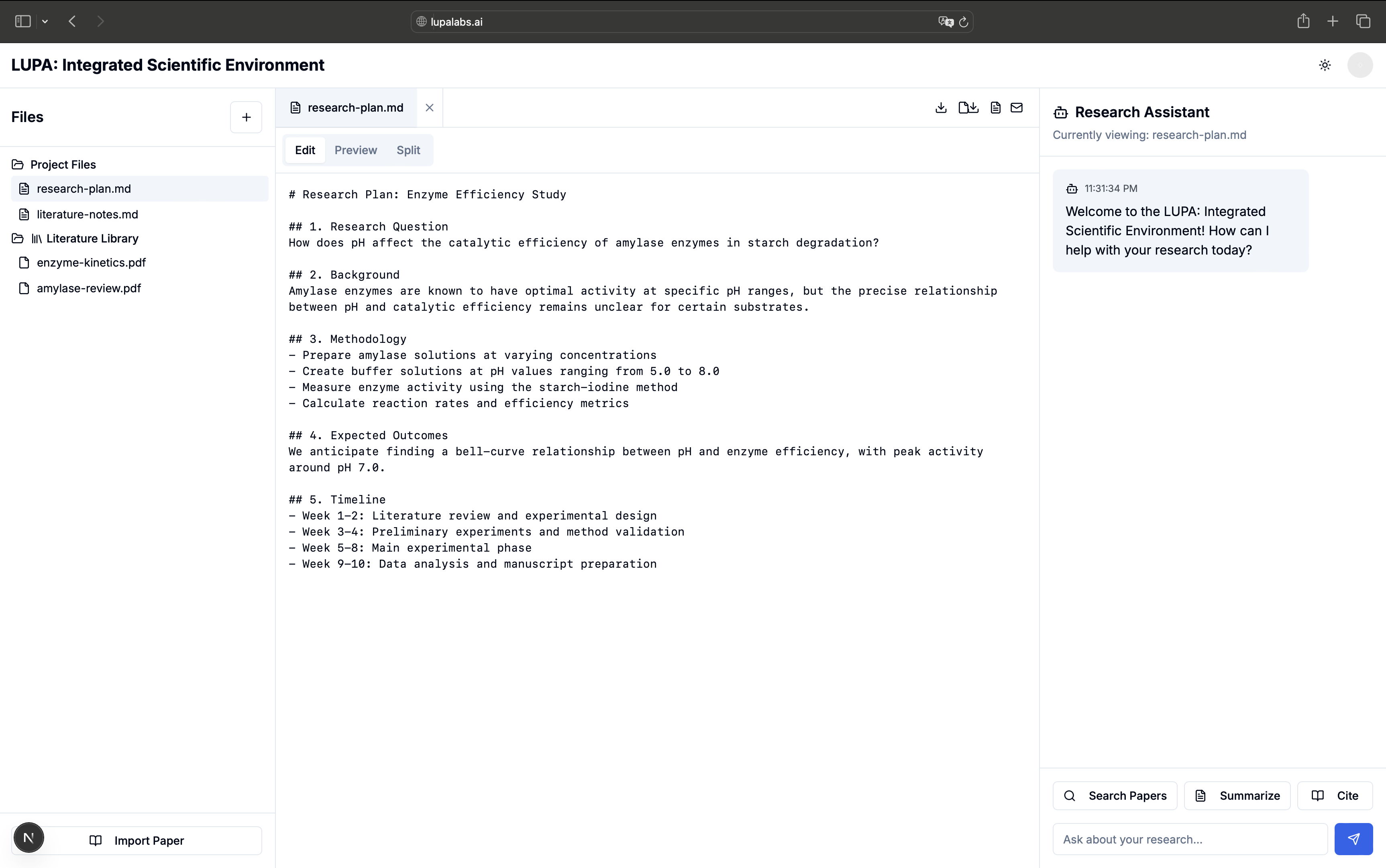 Screenshot of the Integrated Scientific Environment